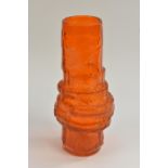 A Whitefriars Hooped vase, designed by Geoffrey Baxter, textured effect in tangerine,