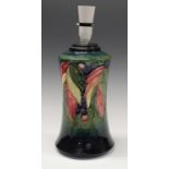 A Moorcroft Leaf and Berries pattern waisted cylindrical lamp base,