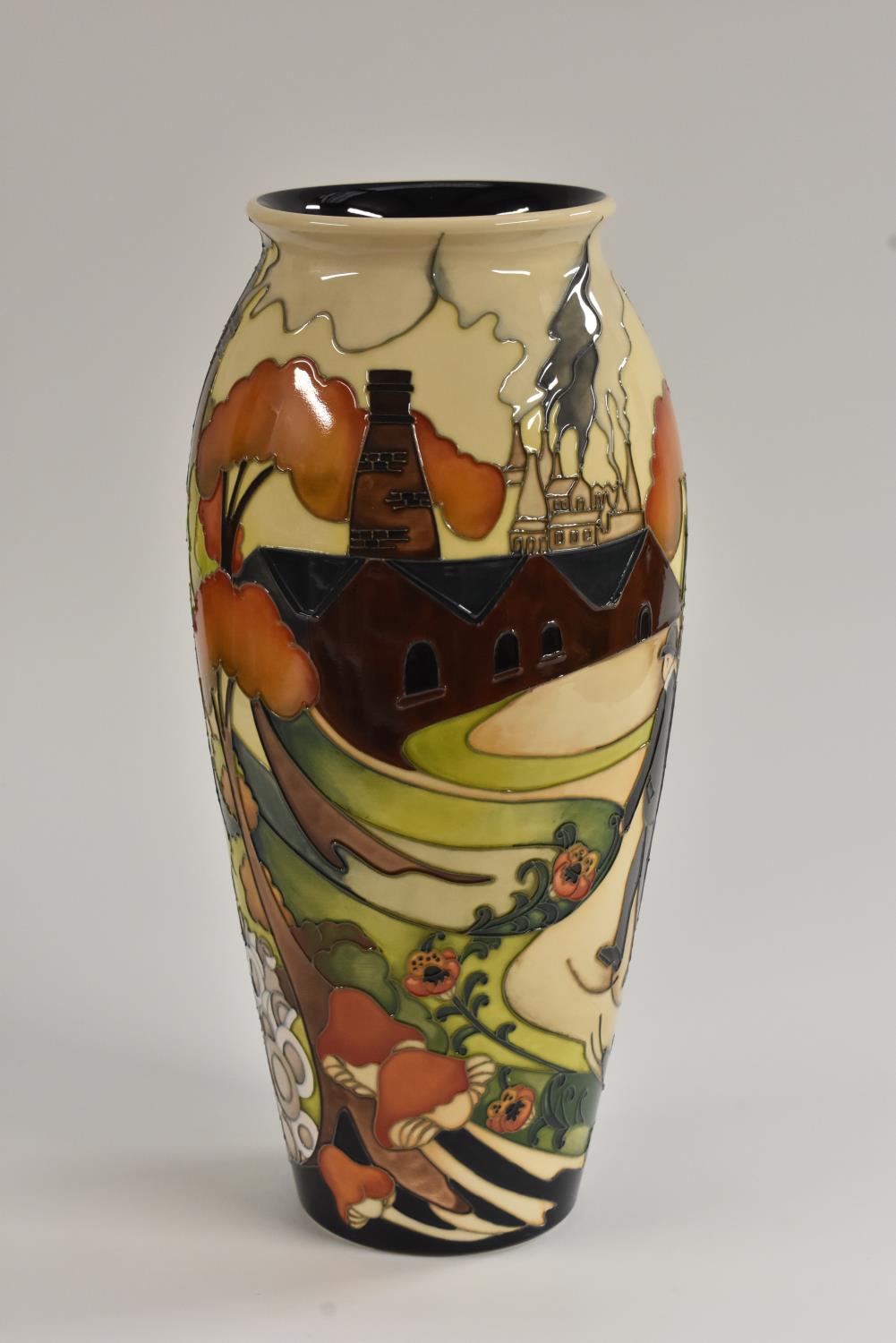 A contemporary Moorcroft slender ovoid lipped vase, The Walk, designed by Kerry Goodwin, - Image 3 of 3