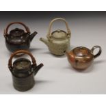 A Toff Milway Conderton Pottery salt glazed teapot and cover, 13cm high; other tea kettles,