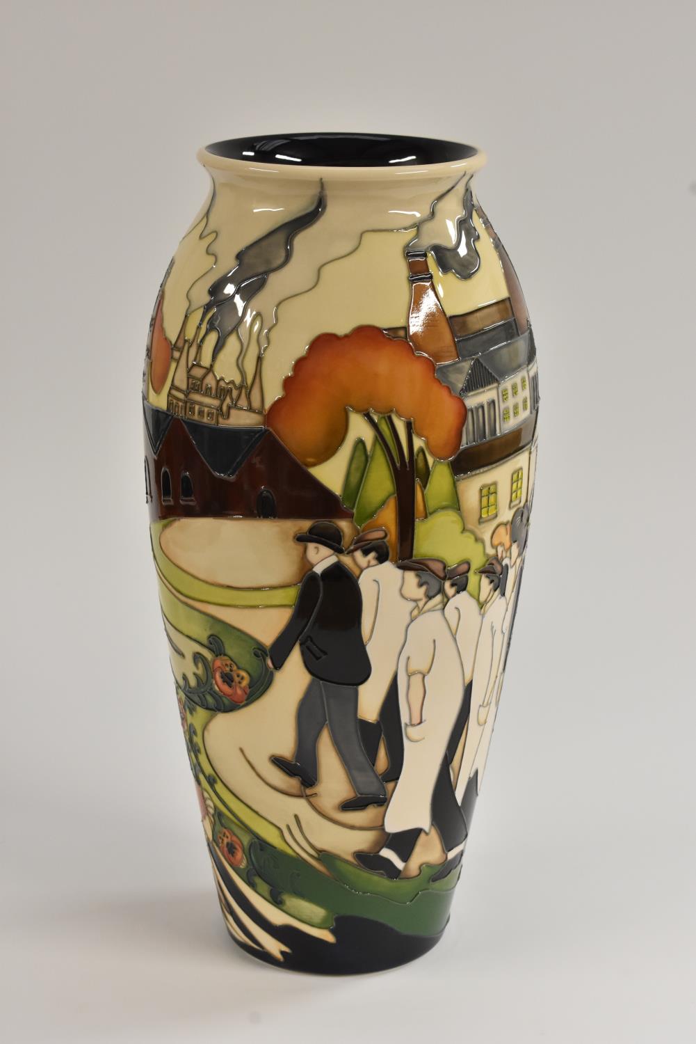 A contemporary Moorcroft slender ovoid lipped vase, The Walk, designed by Kerry Goodwin, - Image 2 of 3