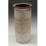 Joanna Constantinidis (1927-2000) - a large stoneware cylindrical vase, washed in white, 41cm high,