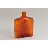 An Italian Empoli square sided orange glass bottle vase,