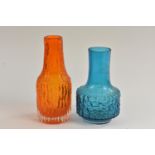 A Whitefriars Mallet vase, designed by Geoffrey Baxter, textured effect in kingfisher blue,