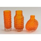 A Whitefriars Onion vase, designed by Geoffrey Baxter, textured effect in tangerine,