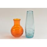 A Whitefriars ovoid Random Strapping vase, designed by Geoffrey Baxter, in tangerine,