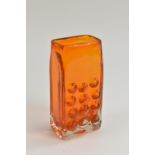 A Whitefriars Mobile Phone vase, designed by Geoffrey Baxter, textured effect in tangerine,