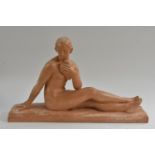 After Bargas, a French Art Deco style model of a resting nude,