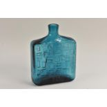 An Italian Empoli square sided blue glass bottle vase,