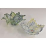 A Murano Lavorazione splash dish, in swirls of subtle blue, green and yellow, 31cm wide,