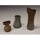 Joanna Constantinidis (1927-2000) - an irregular vase/jug, tan lustre glaze, 17cm high,