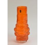 A Whitefriars Hooped vase, designed by Geoffrey Baxter, textured effect in tangerine,