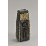 A Troika coffin vase by Linda Taylor, the slab sides with typical texture,