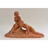 After Cipriani, a French Art Deco style terracotta group, children gathering wild flowers,