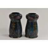 A pair of S Hancock & Sons Morrisware slender ovoid shoulder vases, designed by George Cartlidge,