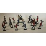 A collection of sixteen cold-painted lead die-cast soldiers, various ranks and specialisations,