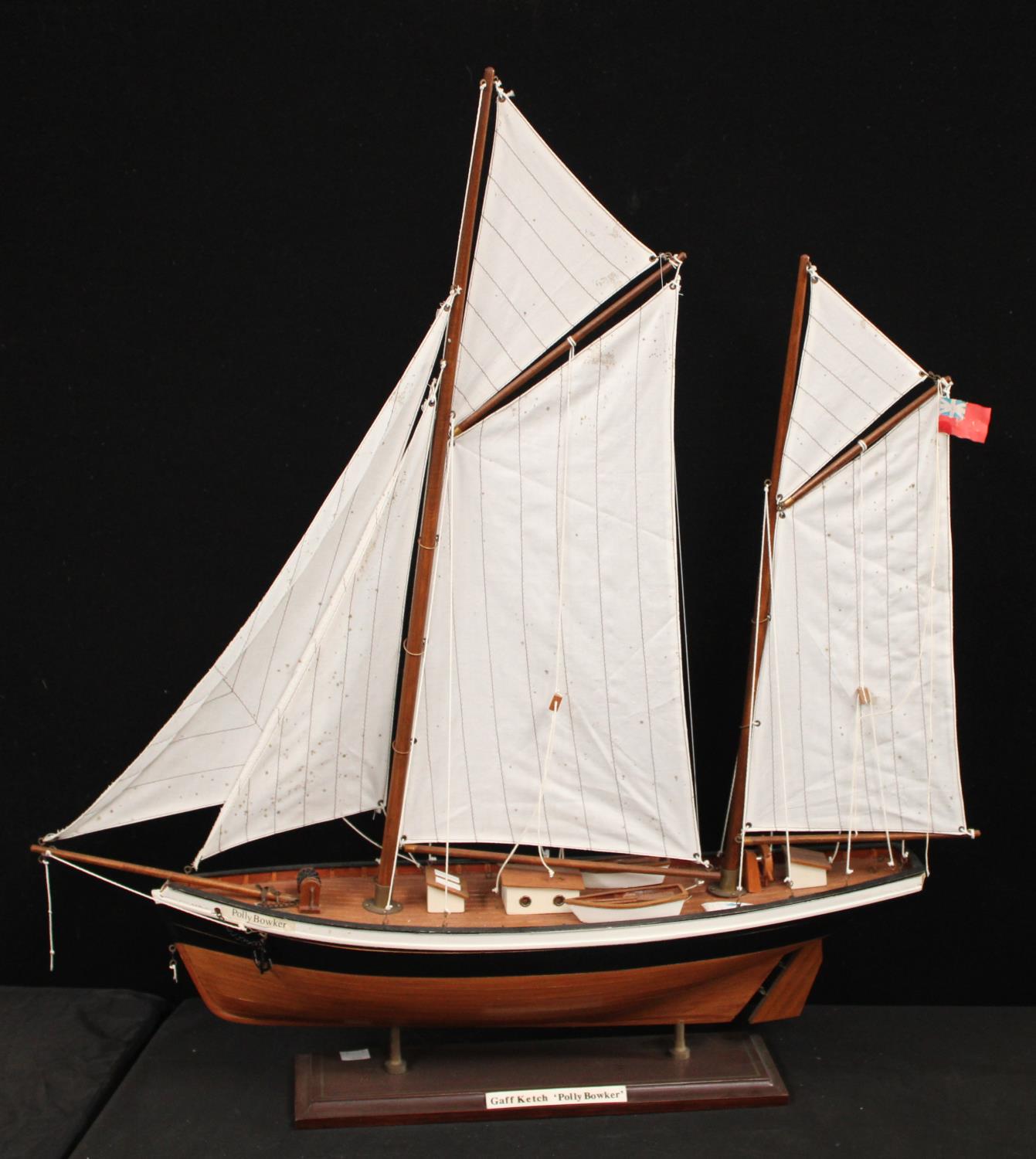 Model ship - Gaff Ketch 'Poly Bowker', 73cm wide,