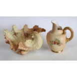 A Royal Worcester scallop shell, blush ivory,