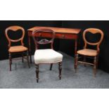 A pair of Victorian balloon back side chairs; another;