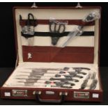 Offenbach stainless steel professional knife set in leather case