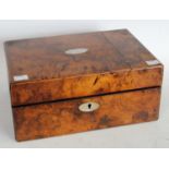 A Victorian walnut rectangular work box,