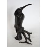 Continental School (20th century), a dark-patinated ornithological bronze, of a sunbird,