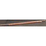 A substantial 19th century Indian matchlock rampart gun barrel, part hardwood stock,