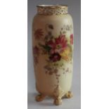 A Royal Worcester cylindrical vase, pierced neck,