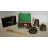 Boxes and Objects - a Chinese lacquered box; a bronze bell; an incense burner;