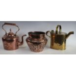 Metalware - an 18th/19th century copper bysantine hammered vessel planter,