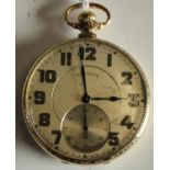 An American Illinois open face pocket watch, silvered dial , Arabic numerals, subsidiary seconds,