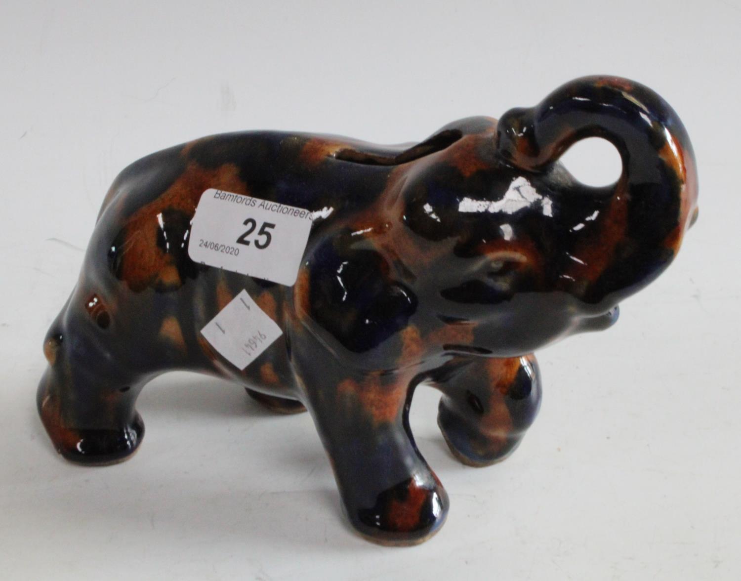 An early/mid 20th century Denby Majolica piggy bank as an Elephant, - Image 2 of 2