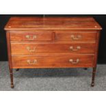 An early 20th century mahogany low chest of two short over two long drawers, 106.