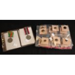 Militaria - medals and dress buttons including WWII stars, victory defence, etc,