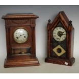 An oak cased mantel clock, Harris and Turner,