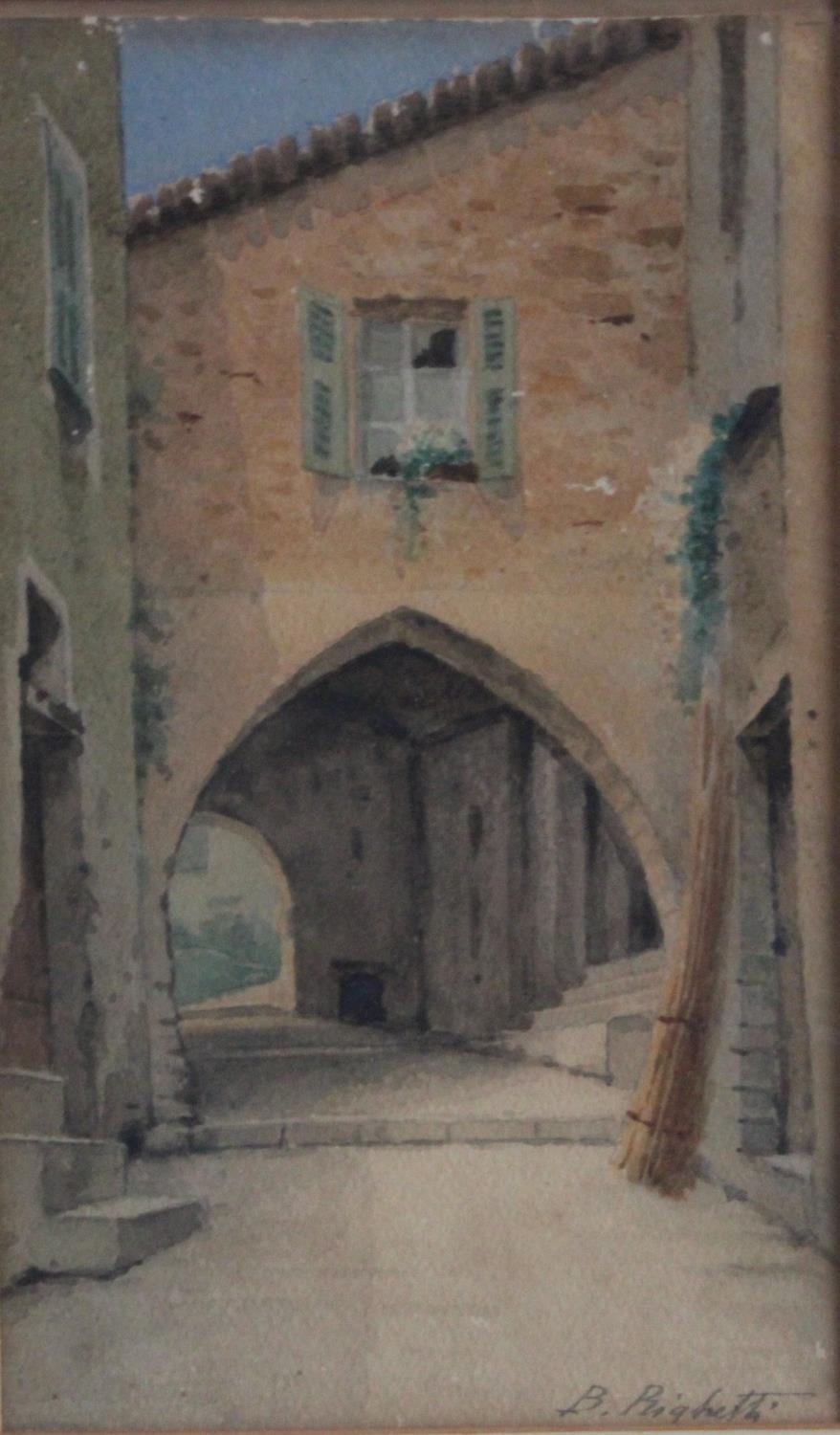 B Righetti (Italian late 19th/early 20th century) A Mediterranean Archway signed, watercolour,