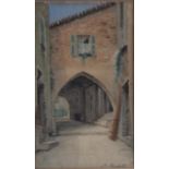 B Righetti (Italian late 19th/early 20th century) A Mediterranean Archway signed, watercolour,