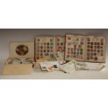 Stamps - loose in packets etc plus 2 old albums EDVII `Rowland Hill` unpicked album,