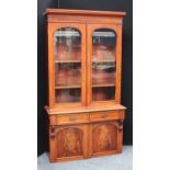 A late Victorian mahogany library bookcase, lacking plinth, 203.