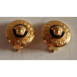 A pair of Versace lady's yellow-metal clip earrings,