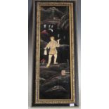 A Japanese 'Shibayama' lacquer and bone inlaid wall plaque