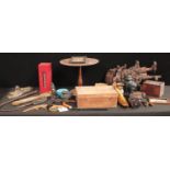 Boxes and Objects - a 19th century mahogany miniature table; a George III tea caddy;
