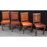 A set of four Gothic Revival pine hall/rectory chairs (4)