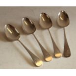 A set of four early Victorian provincial silver Old English pattern teaspoons, Thomas Robinson I,