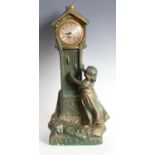 An early 20th century cast chalk architectural time piece, longcase side, impressed marks,