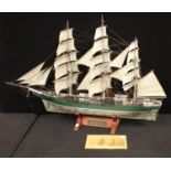Model ship - The Thermopyle with stand, 88cm wide,