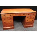 A Victorian mahogany twin pedestal desk, c.