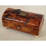 A 19th century tortoiseshell miniature casket, 7cm wide, c.