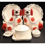 Ceramics - a pair Staffordshire style fireside spaniels;