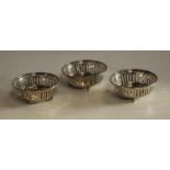 A set of three silver bonboniers, Birmingham 1909,